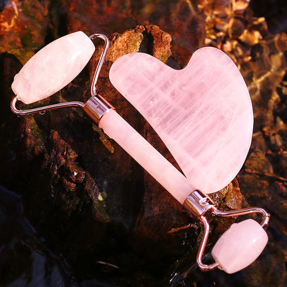 Powder Crystal Jade Roller and Scraping Massage Set