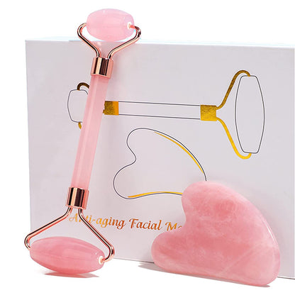 Powder Crystal Jade Roller and Scraping Massage Set